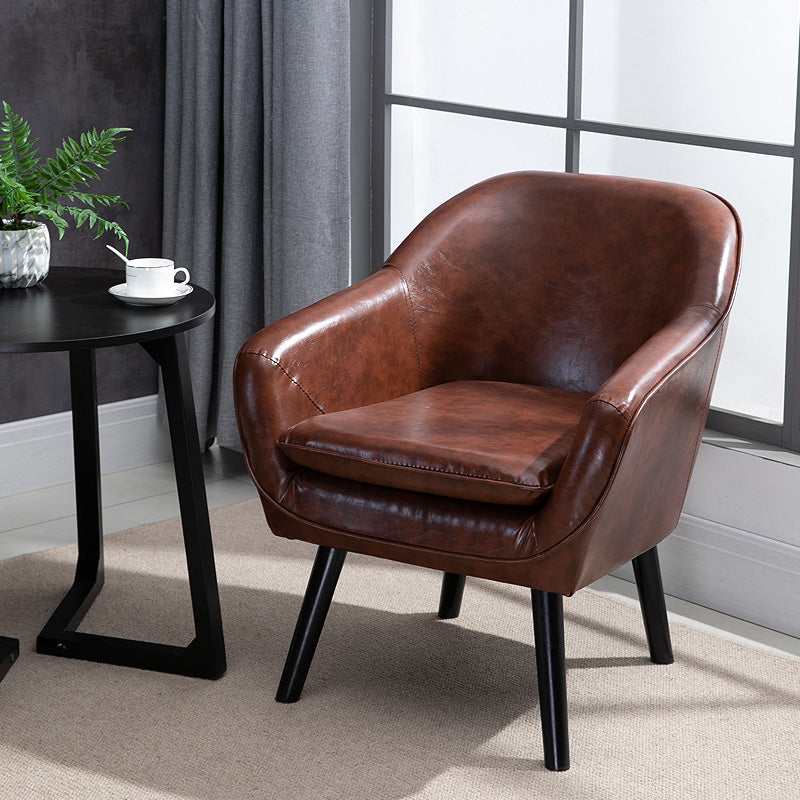 Contemporary Style Upholstered Arm Chair Solid Back Dining Side Chairs for Home Use