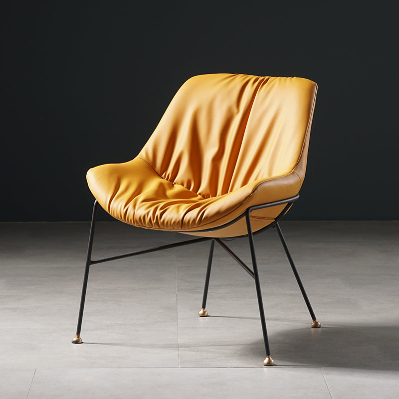 Chaise en cuir de style contemporain, chaise sans accoudoirs avec pieds en métal pour cuisine