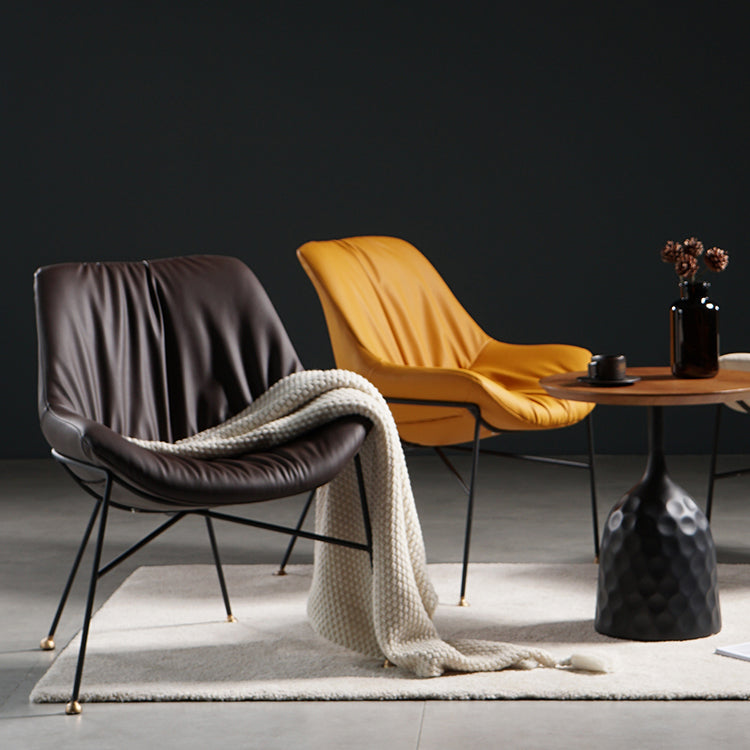 Chaise en cuir de style contemporain, chaise sans accoudoirs avec pieds en métal pour cuisine