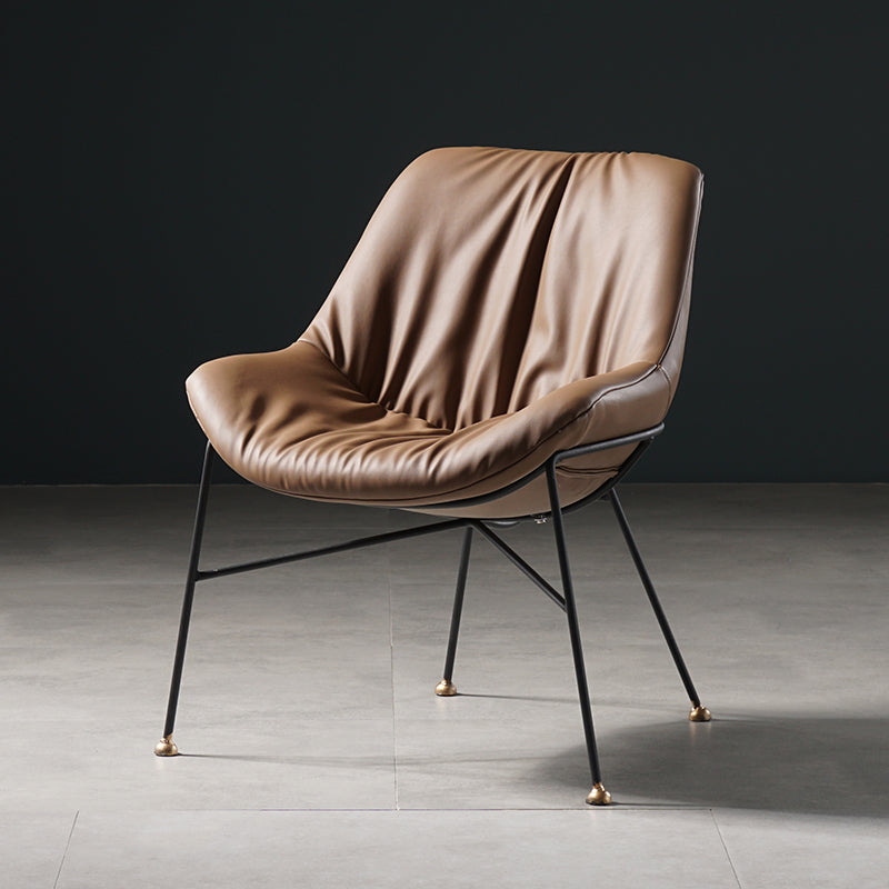 Chaise en cuir de style contemporain, chaise sans accoudoirs avec pieds en métal pour cuisine