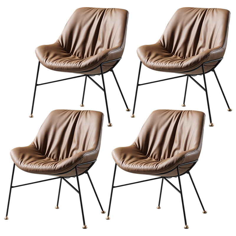 Chaise en cuir de style contemporain, chaise sans accoudoirs avec pieds en métal pour cuisine