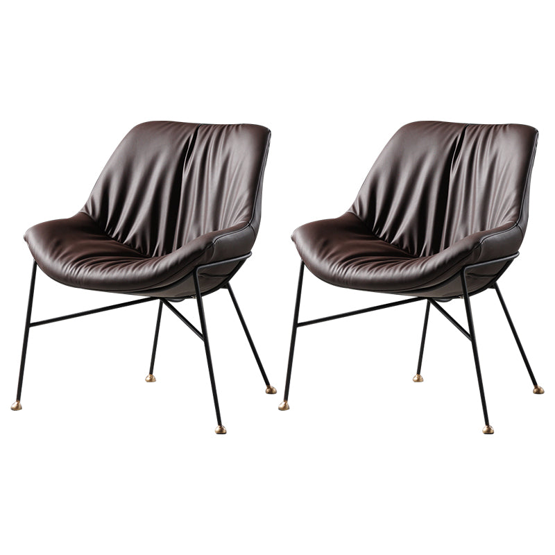 Chaise en cuir de style contemporain, chaise sans accoudoirs avec pieds en métal pour cuisine