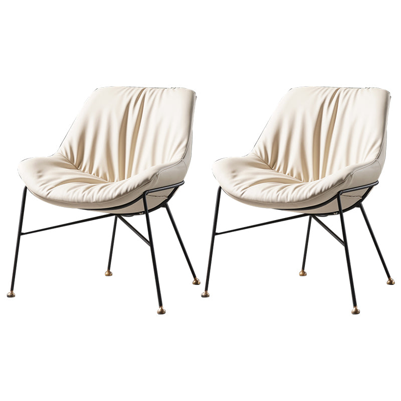 Chaise en cuir de style contemporain, chaise sans accoudoirs avec pieds en métal pour cuisine