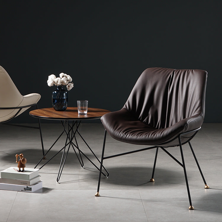 Chaise en cuir de style contemporain, chaise sans accoudoirs avec pieds en métal pour cuisine