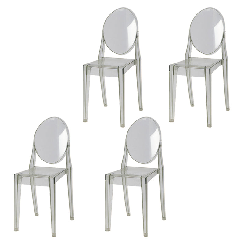 Scandinavian Style Plastic Chair Set Kitchen Dining Room Open Back Side Chairs