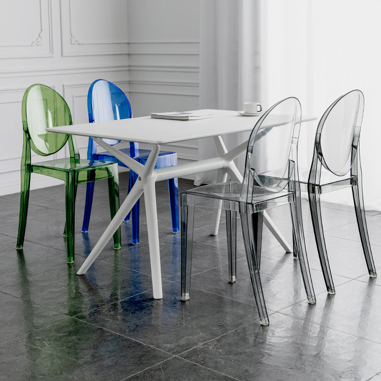 Scandinavian Style Plastic Chair Set Kitchen Dining Room Open Back Side Chairs