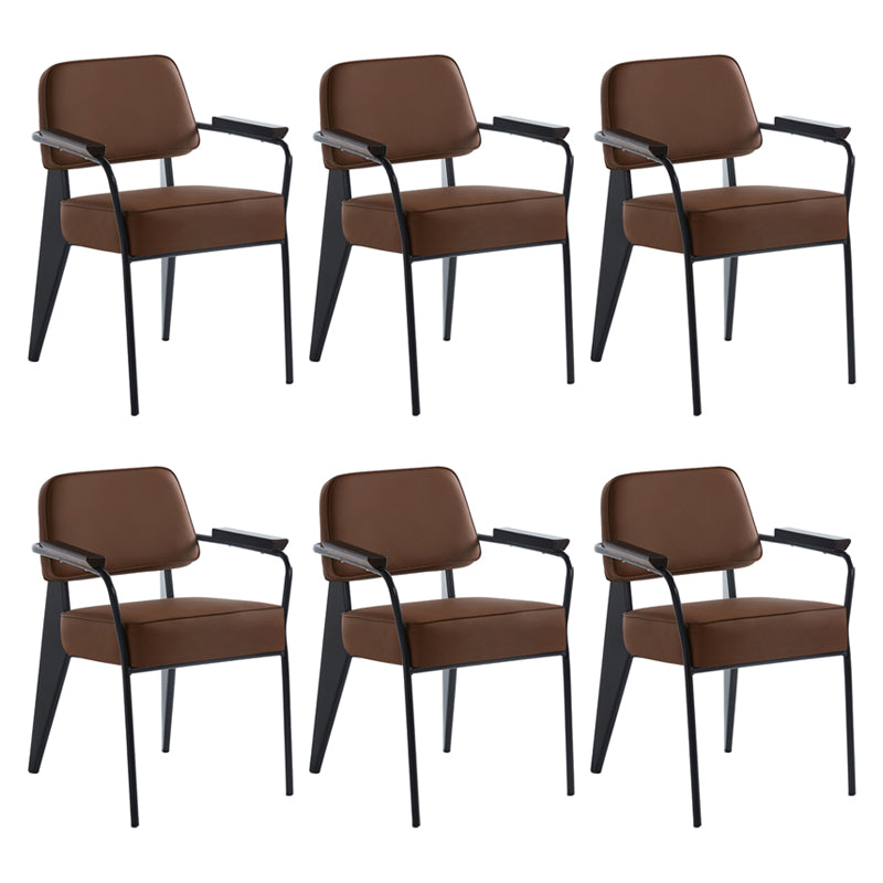 Scandinavian Home Arm Chair Open Back Metal Upholstered Dining Room Chair