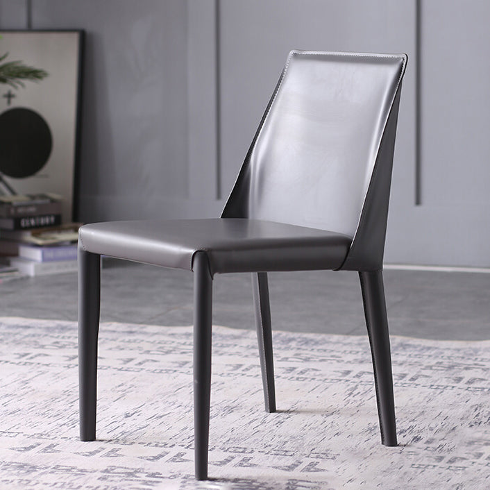 Silla de estudio estilo diseñador, silla de comedor Parsons de cuero con acabado mate (juego de 2)