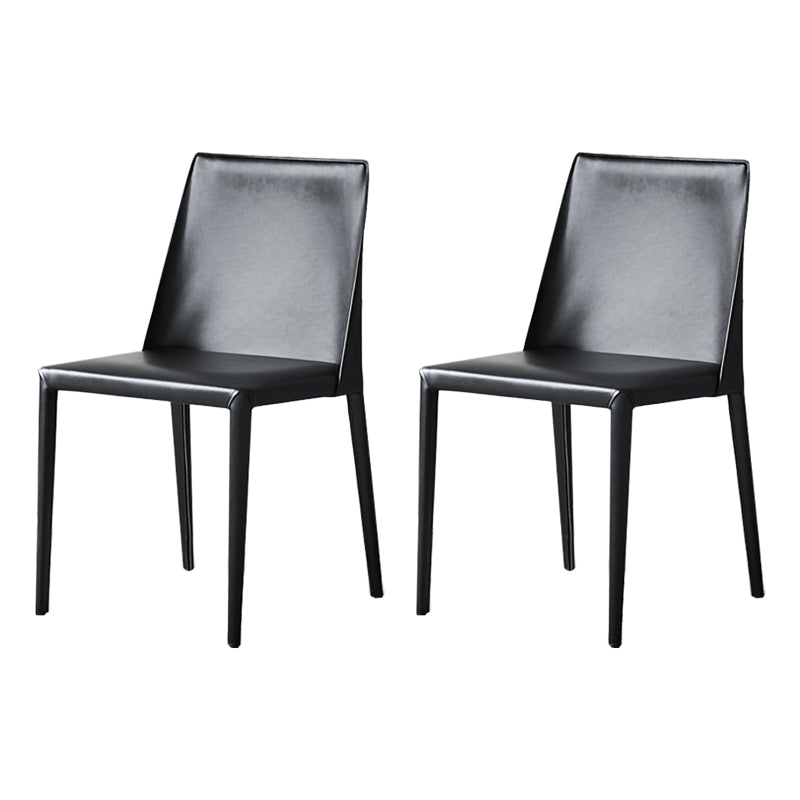 Chaise de salle d'étude de style design Chaise de salle à manger Parsons en cuir au fini mat (Ensemble de 2)