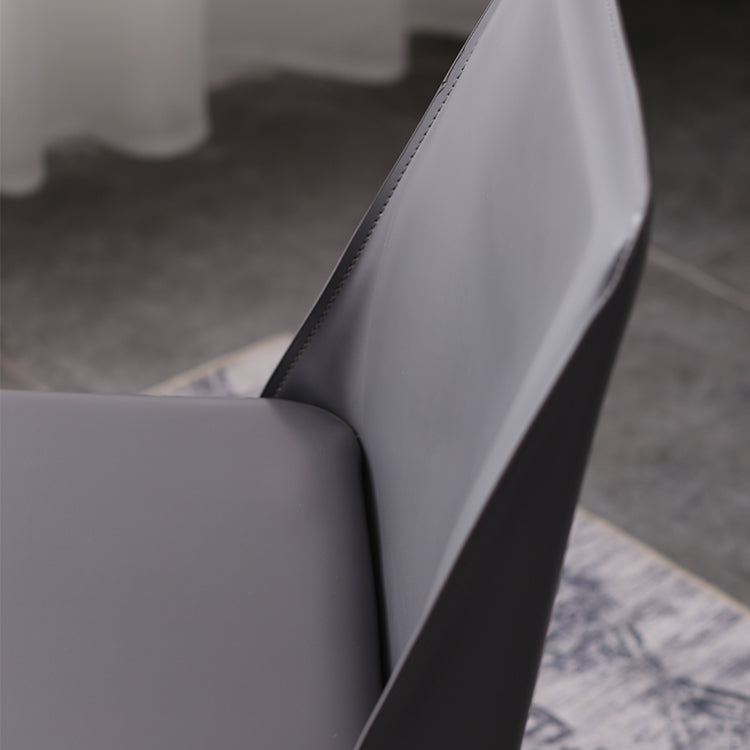 Silla de estudio estilo diseñador, silla de comedor Parsons de cuero con acabado mate (juego de 2)