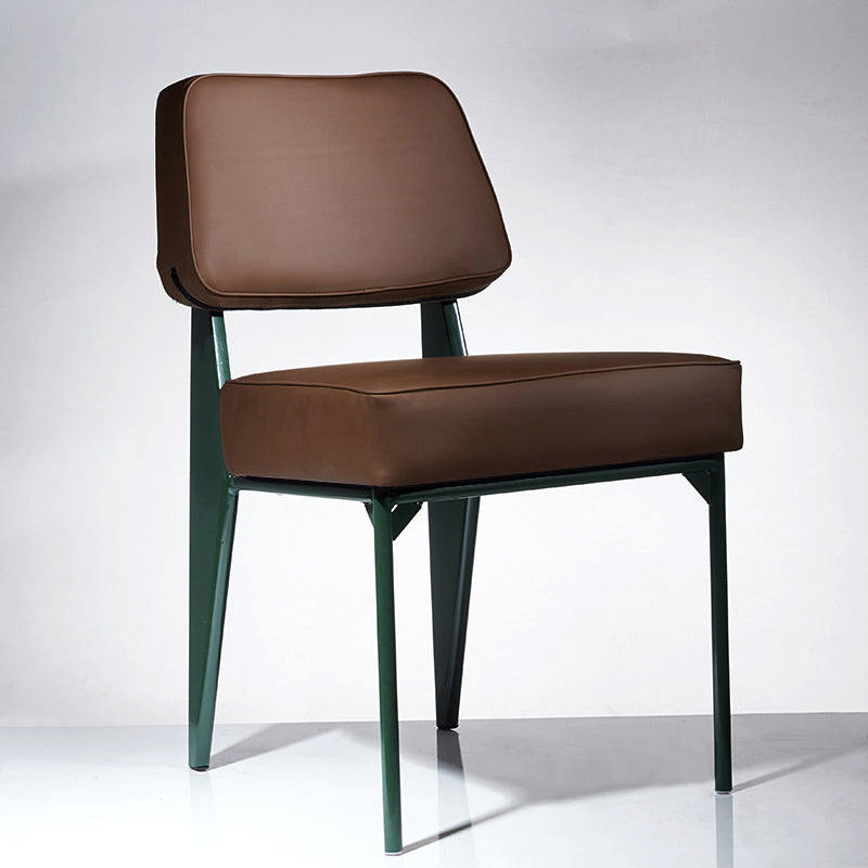 Chaise d'appoint scandinave à dossier ouvert, chaise de salle à manger rembourrée en métal