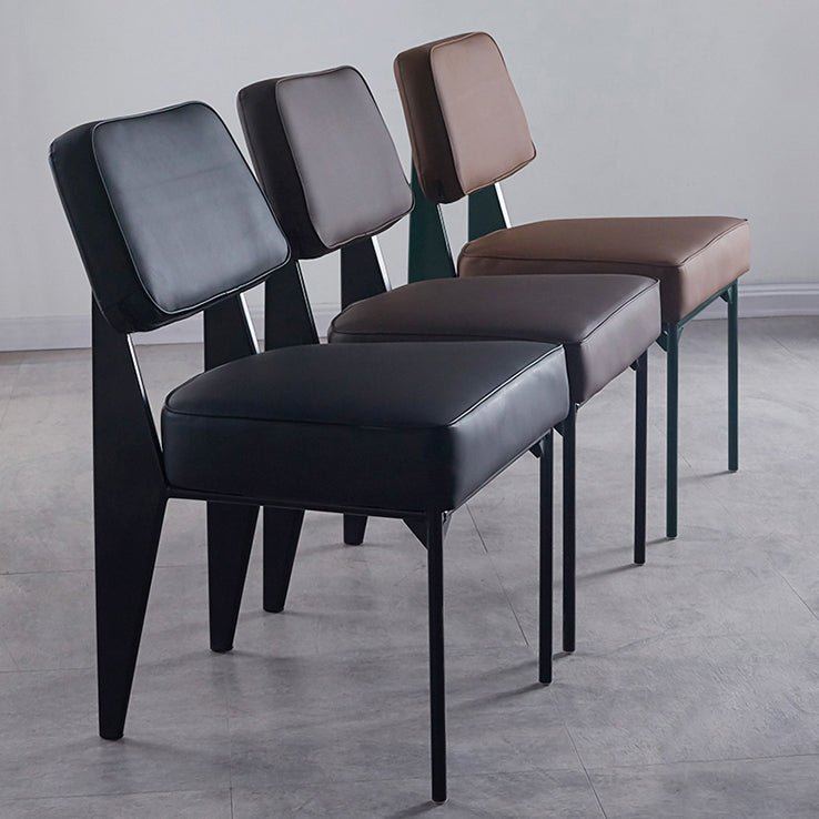 Chaise d'appoint scandinave à dossier ouvert, chaise de salle à manger rembourrée en métal