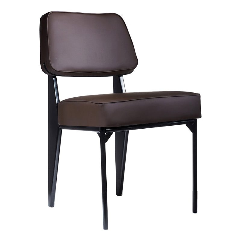 Chaise d'appoint scandinave à dossier ouvert, chaise de salle à manger rembourrée en métal