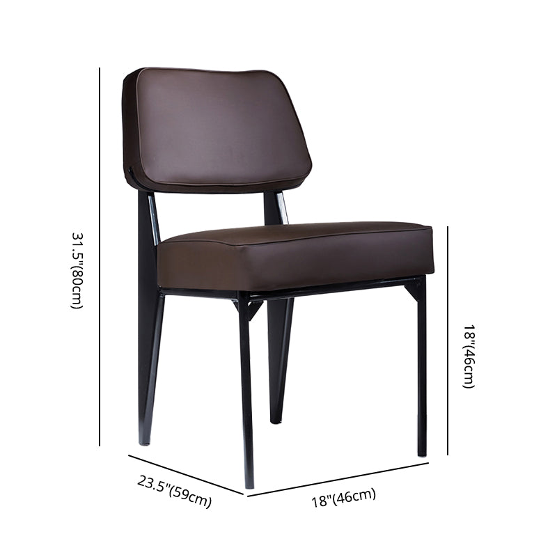 Silla lateral casera escandinava Silla de comedor tapizada con respaldo abierto de metal
