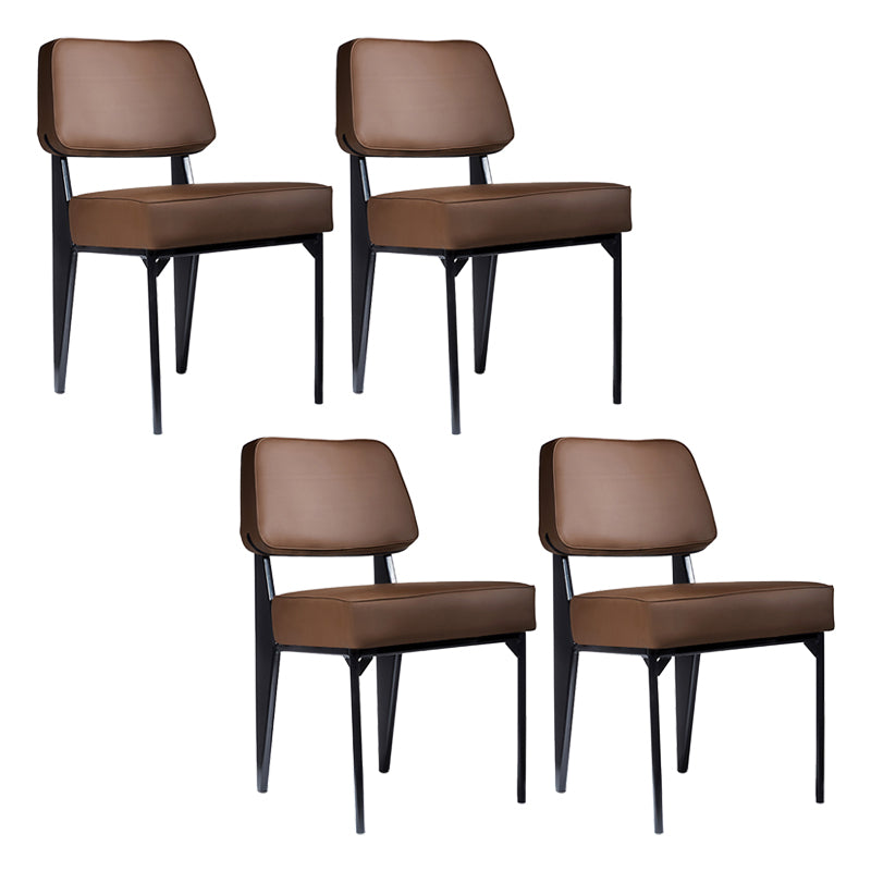 Chaise d'appoint scandinave à dossier ouvert, chaise de salle à manger rembourrée en métal