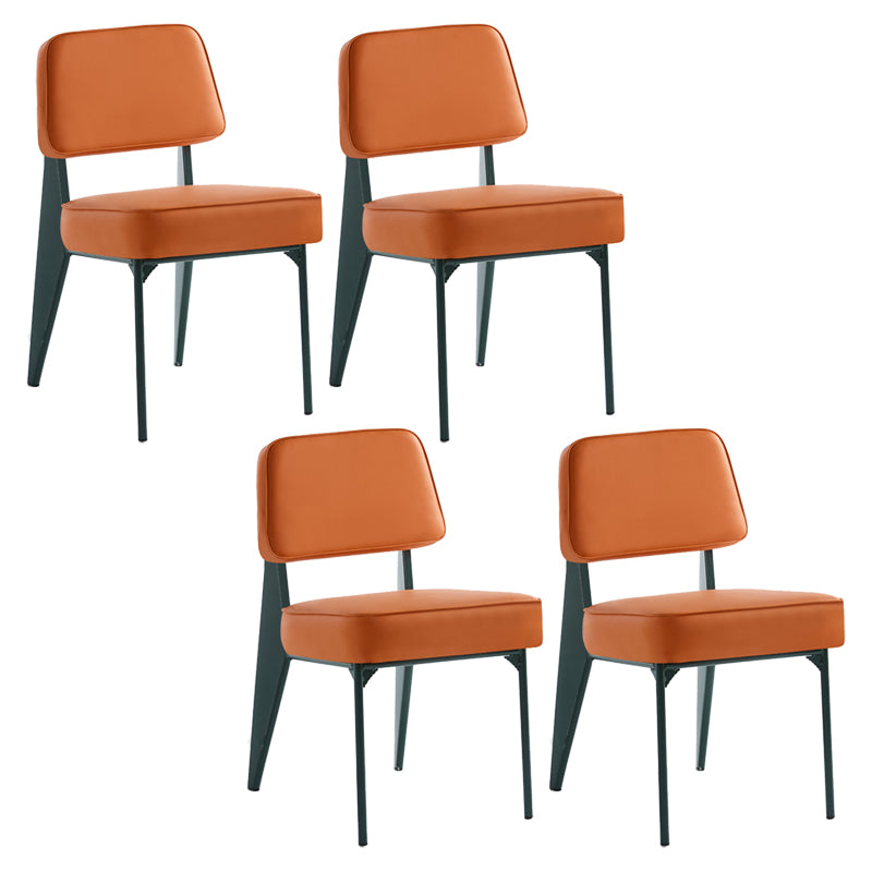 Chaise d'appoint scandinave à dossier ouvert, chaise de salle à manger rembourrée en métal