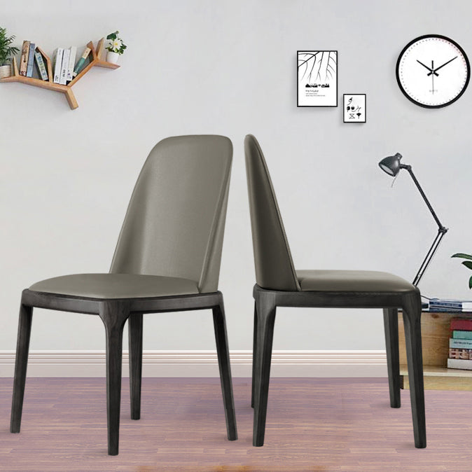 Silla auxiliar de comedor de estilo moderno, silla sin brazos con patas de madera para cocina (juego de 2)