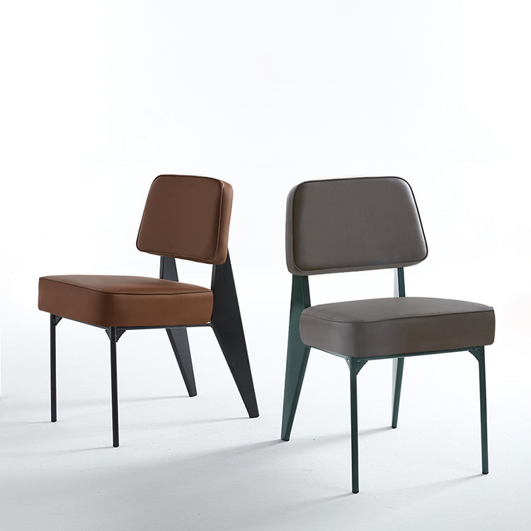 Chaise d'appoint scandinave à dossier ouvert, chaise de salle à manger rembourrée en métal