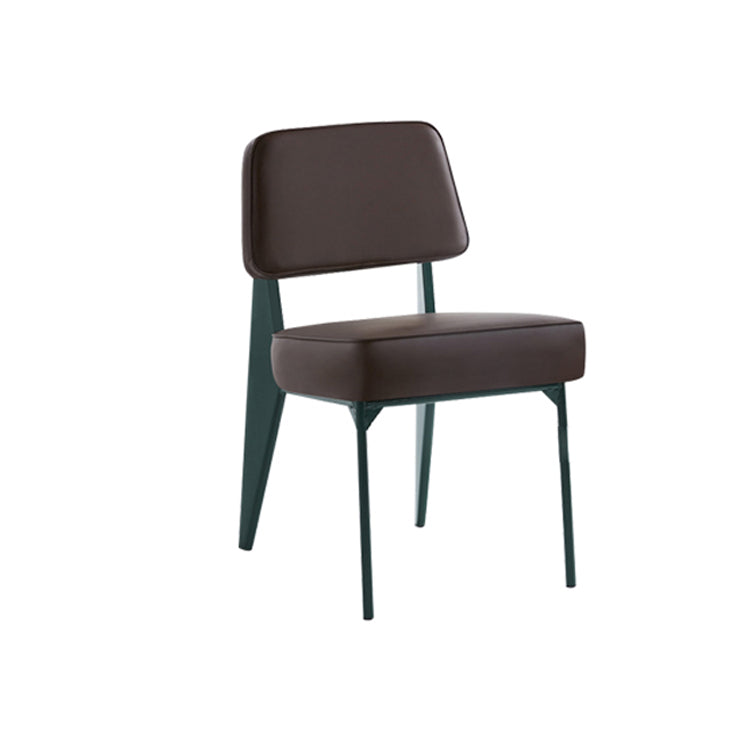 Chaise d'appoint scandinave à dossier ouvert, chaise de salle à manger rembourrée en métal