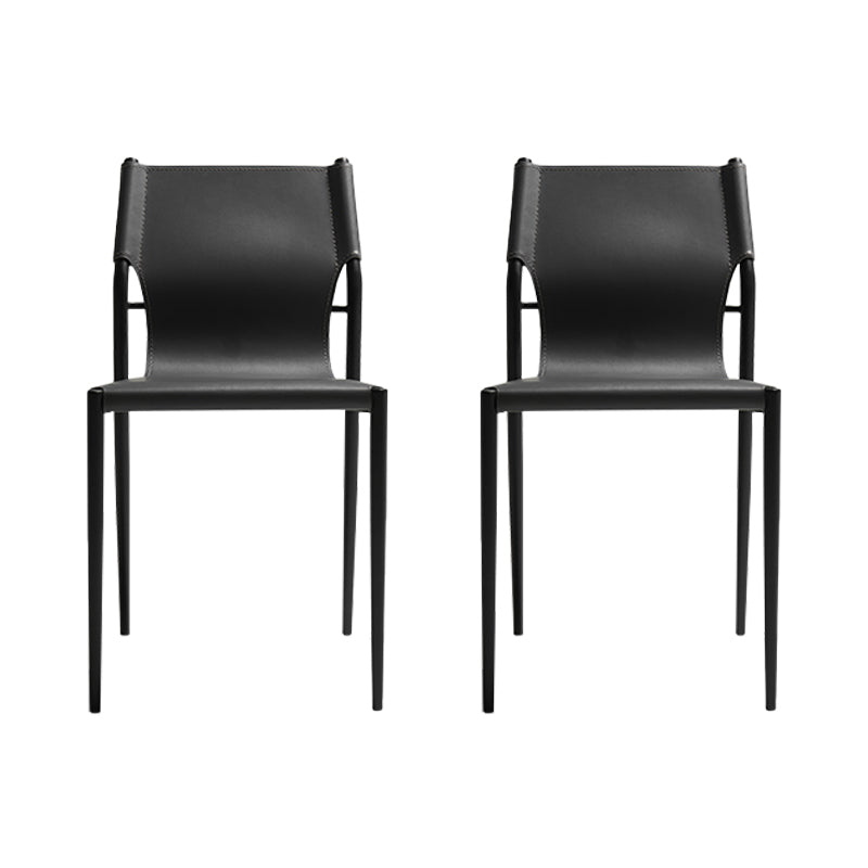 Chaise d'appoint de salle à manger contemporaine en cuir, finition mate, dossier solide (Ensemble de 2)
