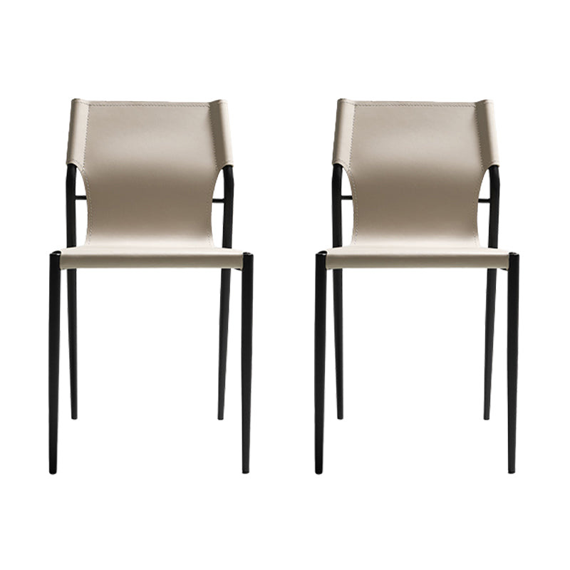 Chaise d'appoint de salle à manger contemporaine en cuir, finition mate, dossier solide (Ensemble de 2)