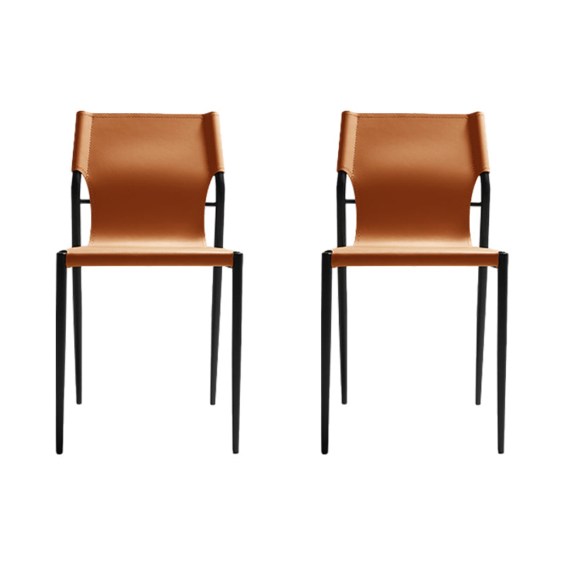 Chaise d'appoint de salle à manger contemporaine en cuir, finition mate, dossier solide (Ensemble de 2)