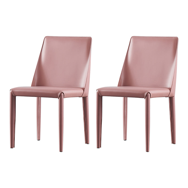 Chaise de restaurant en cuir de style design Chaise de salle à manger Parsons au fini mat (Ensemble de 2)