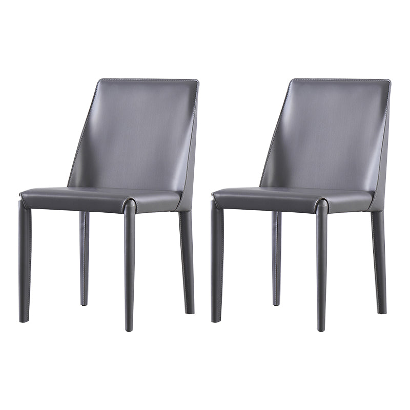Chaise de restaurant en cuir de style design Chaise de salle à manger Parsons au fini mat (Ensemble de 2)