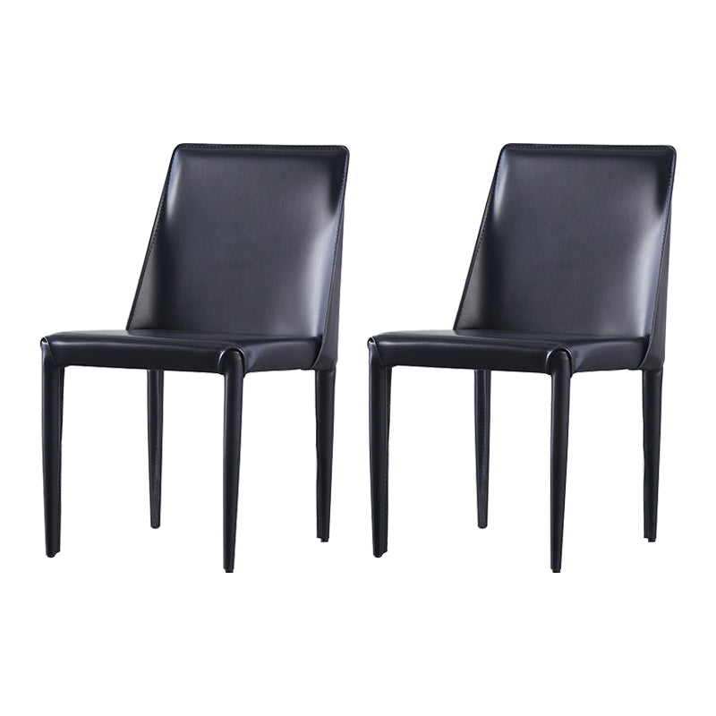 Silla de restaurante de cuero estilo diseñador, acabado mate, silla de comedor Parsons (juego de 2)