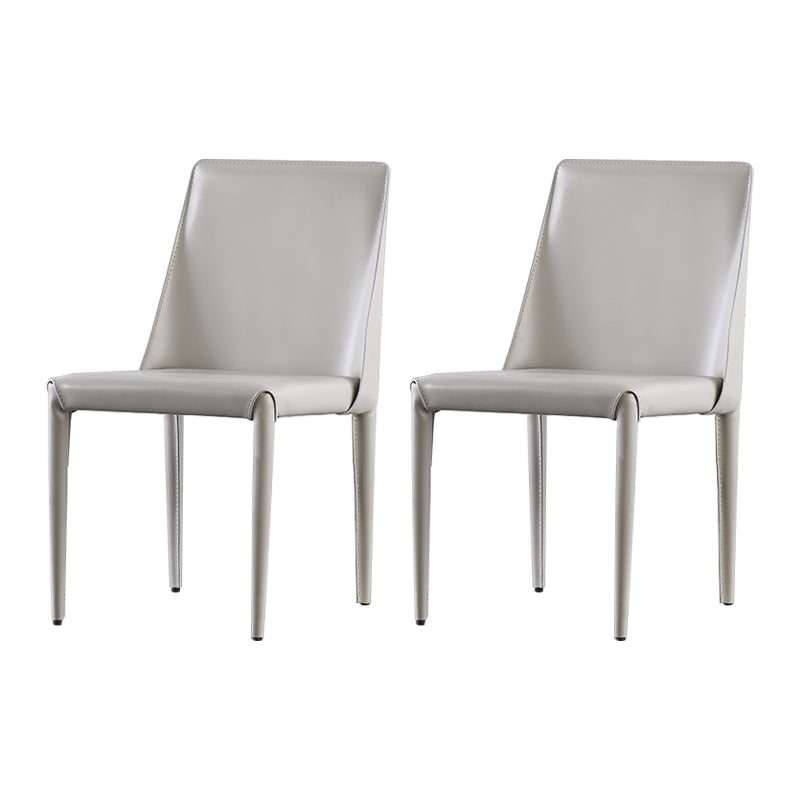 Chaise de restaurant en cuir de style design Chaise de salle à manger Parsons au fini mat (Ensemble de 2)