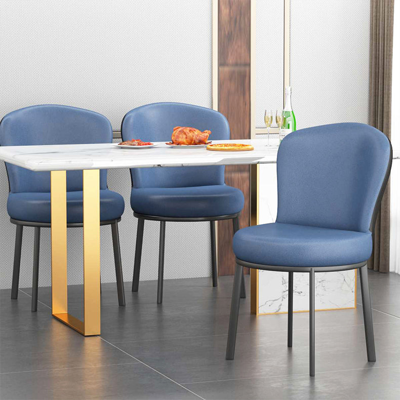 Sillas laterales tapizadas de estilo contemporáneo, silla sin brazos con respaldo sólido para uso doméstico
