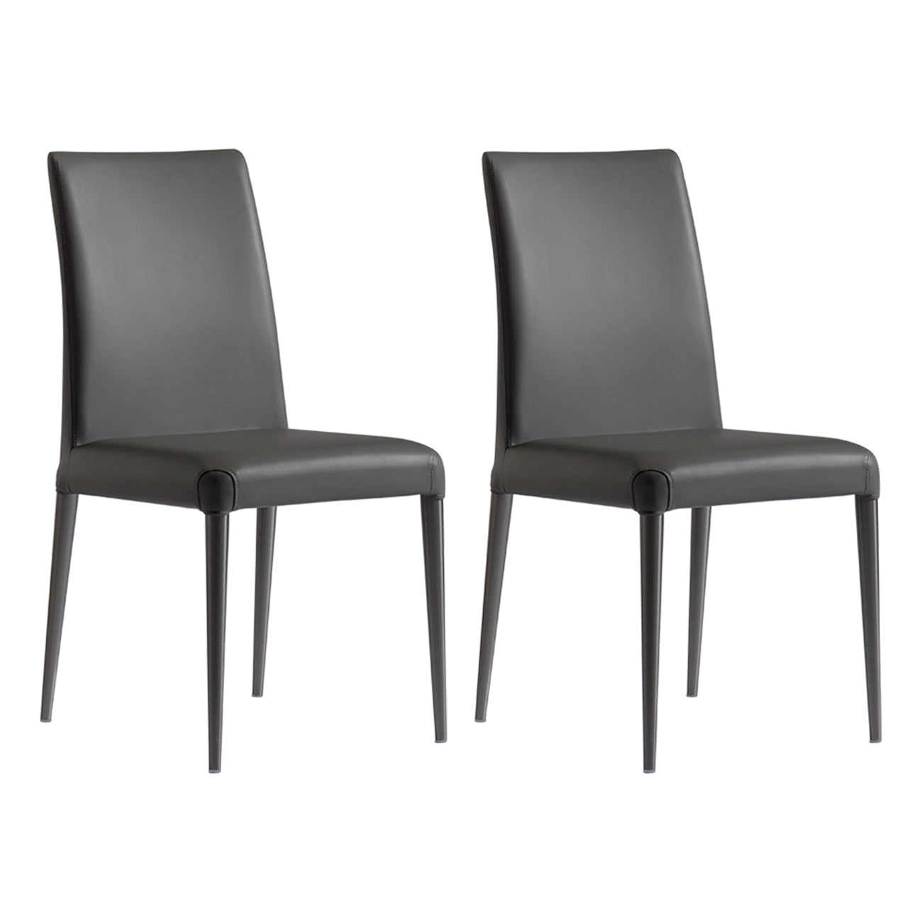Chaise de salle à manger sans accoudoirs de style moderne, chaises de salle à manger rembourrées en cuir à dossier solide (Ensemble de 2)
