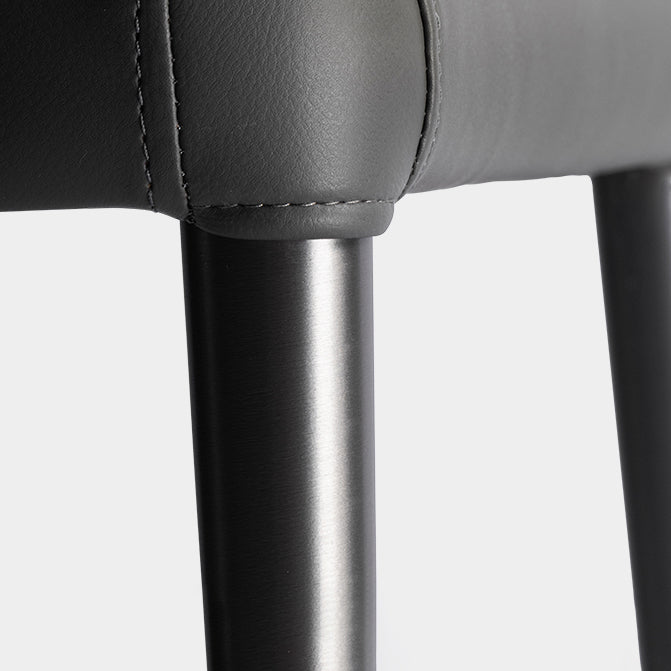 Chaise de salle à manger sans accoudoirs de style moderne, chaises de salle à manger rembourrées en cuir à dossier solide (Ensemble de 2)