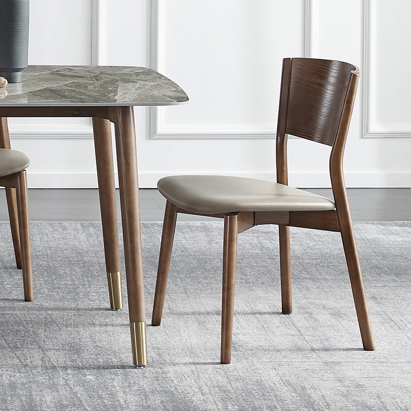 Chaises d'appoint de salle à manger de style scandinave Chaises sans accoudoirs à dossier ouvert en bois (Ensemble de 2)