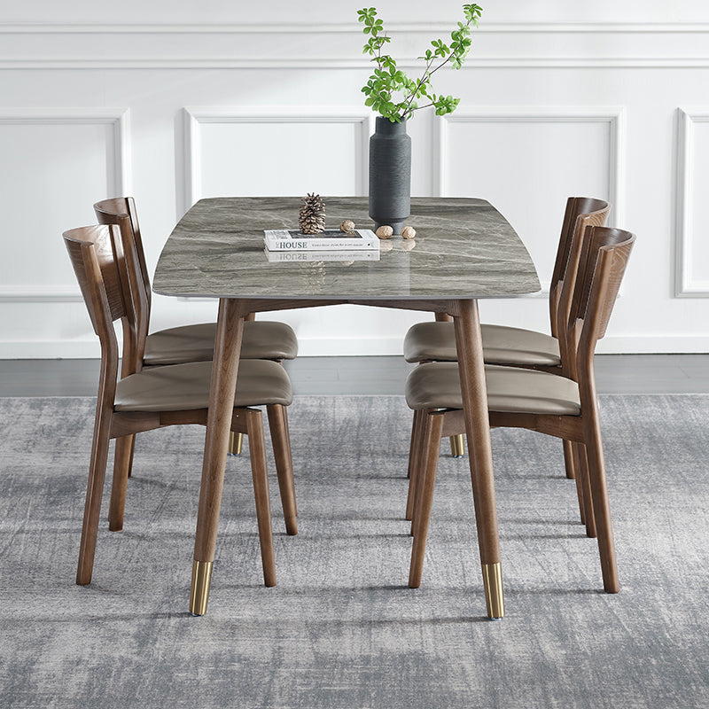 Chaises d'appoint de salle à manger de style scandinave Chaises sans accoudoirs à dossier ouvert en bois (Ensemble de 2)