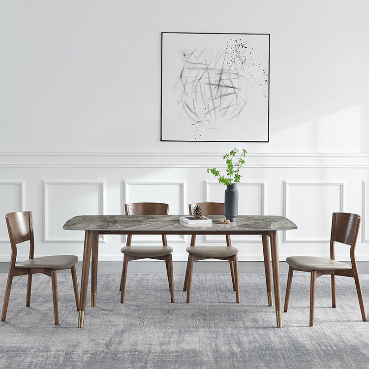 Chaises d'appoint de salle à manger de style scandinave Chaises sans accoudoirs à dossier ouvert en bois (Ensemble de 2)