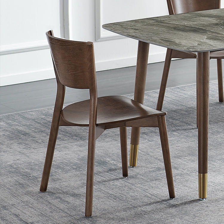 Chaises d'appoint de salle à manger de style scandinave Chaises sans accoudoirs à dossier ouvert en bois (Ensemble de 2)