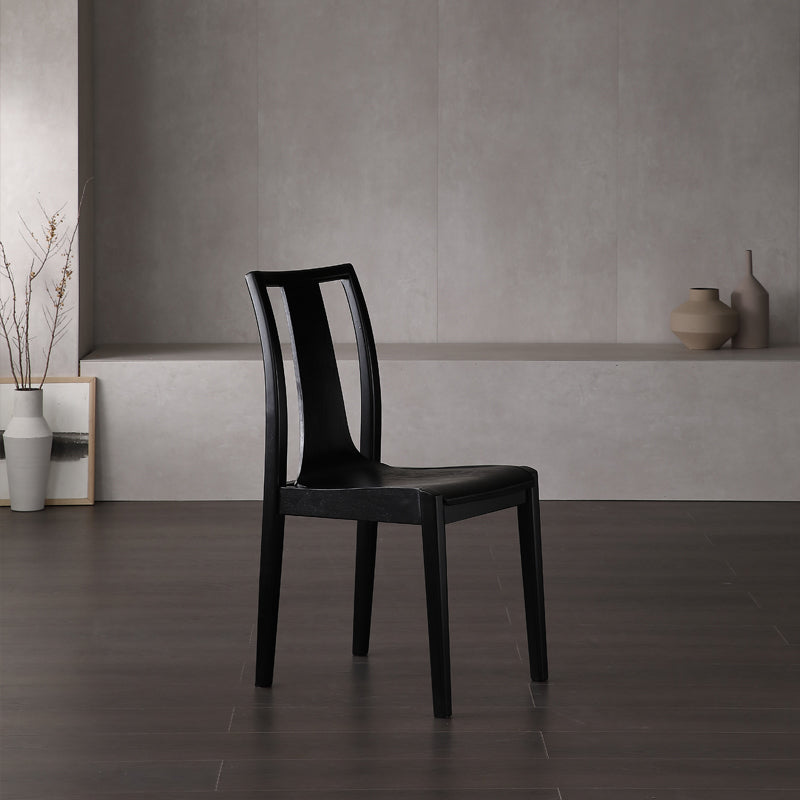Silla auxiliar de comedor de madera de estilo tradicional, sillas sin brazos con respaldo de listones para cocina (juego de 2)