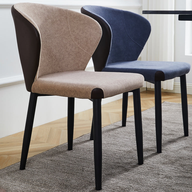 Silla lateral de comedor contemporánea con acabado mate, respaldo de cuero, silla de comedor
