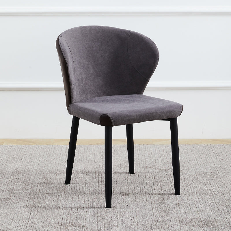 Silla lateral de comedor contemporánea con acabado mate, respaldo de cuero, silla de comedor