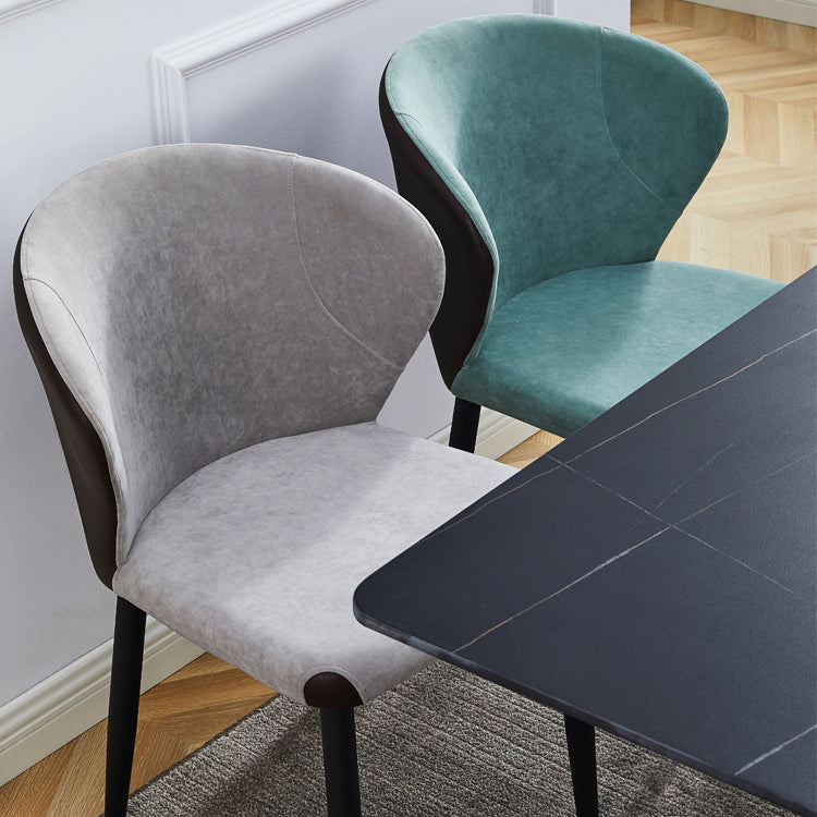 Silla lateral de comedor contemporánea con acabado mate, respaldo de cuero, silla de comedor