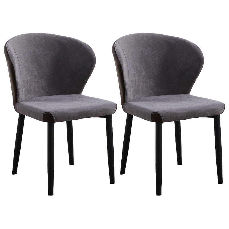 Silla lateral de comedor contemporánea con acabado mate, respaldo de cuero, silla de comedor