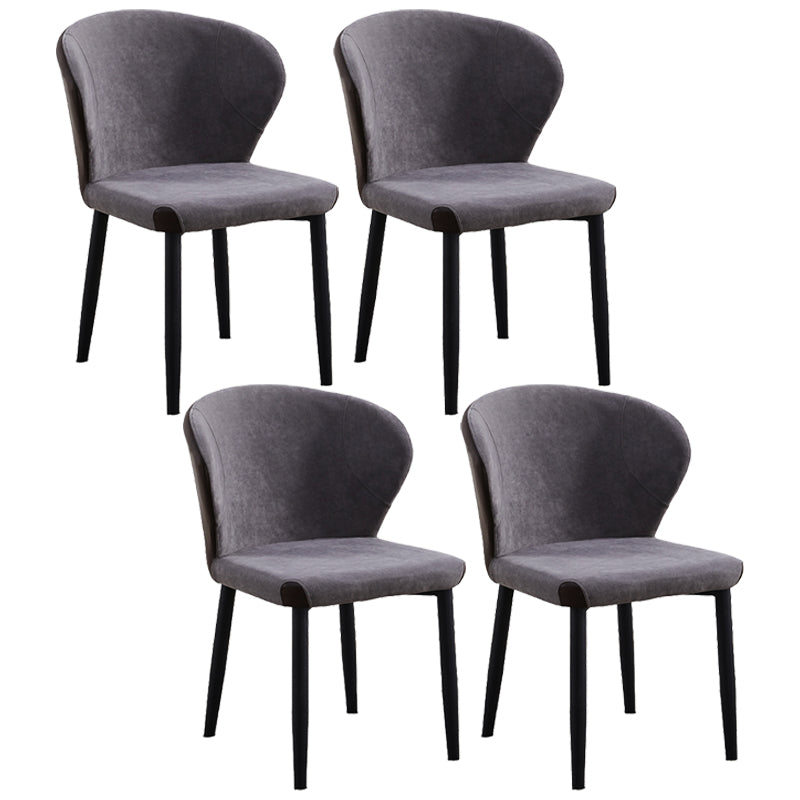 Silla lateral de comedor contemporánea con acabado mate, respaldo de cuero, silla de comedor