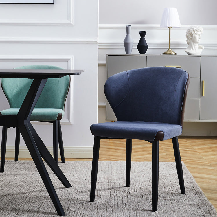 Silla lateral de comedor contemporánea con acabado mate, respaldo de cuero, silla de comedor