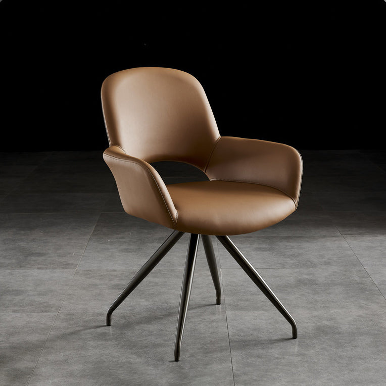 Cuir de style minimaliste dinant la chaise latérale de salle à manger tapissée par dos ouvert de chaises