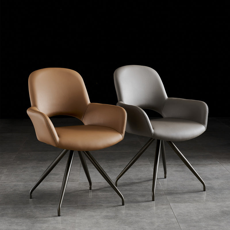 El cuero del estilo minimalista que cena las sillas abre la silla lateral tapizada que cena con la parte posterior