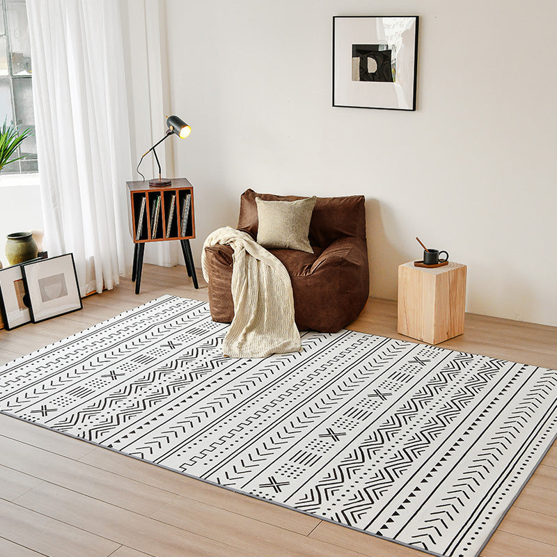 Simplicity Bohemian Carpet Tribal Pattern Carpet Polyester Stain Resistant Area Rug for Living Room