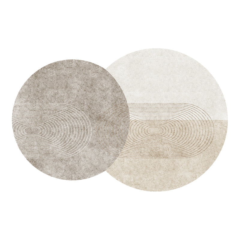 Grey Living Room Area Carpet Color Block Polyester Area Rug Non-Slip Backing Rug
