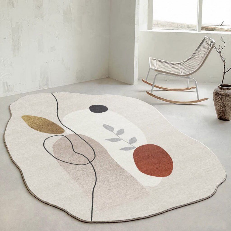 Leisure Novelty Shape Rug Simplicity Contrast Panel Rug Polyester Carpet with Non-Slip Backing