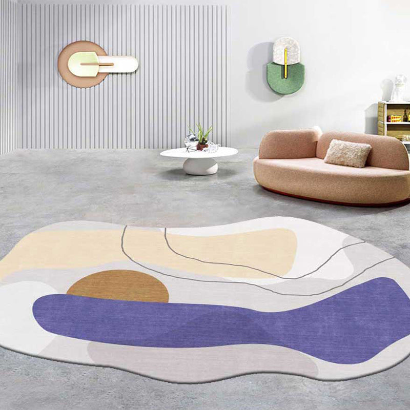 Modern Novelty Shape Carpet Contrast Panel Area Rug Polyester Carpet with Non-Slip Backing